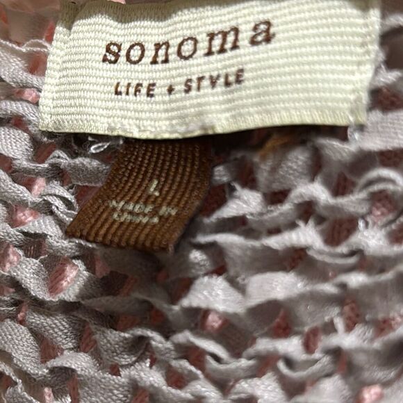 Sonoma Woven Beachy Boho V-Neck Lace Up Pullover L - Picture 6 of 6
